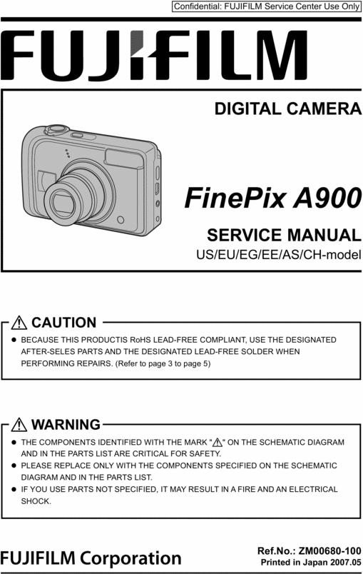 Product picture FUJI FINEPIX A900 SERVICE/REPAIR MANUAL