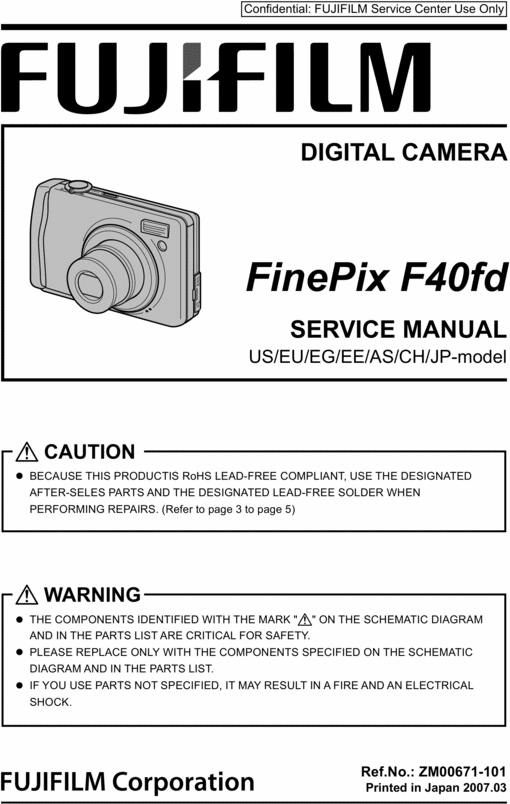 Product picture FUJI FINEPIX F40fd  SERVICE/REPAIR MANUAL