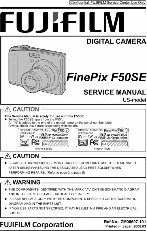 Product picture FUJI FINEPIX F50SE SERVICE/REPAIR MANUAL