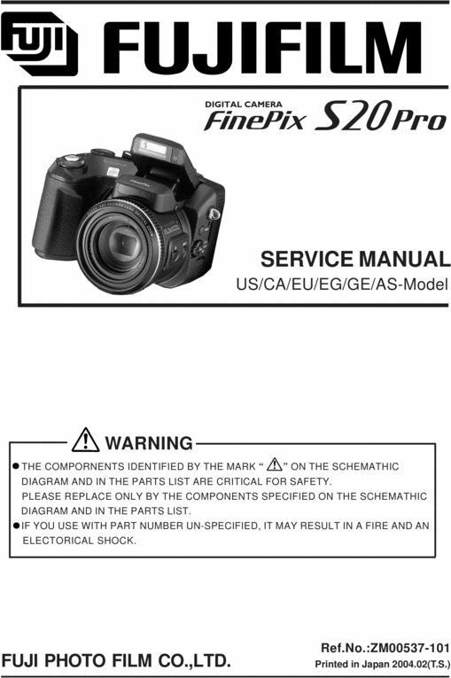 Product picture FUJI FINEPIX S20 PRO SERVICE/REPAIR MANUAL