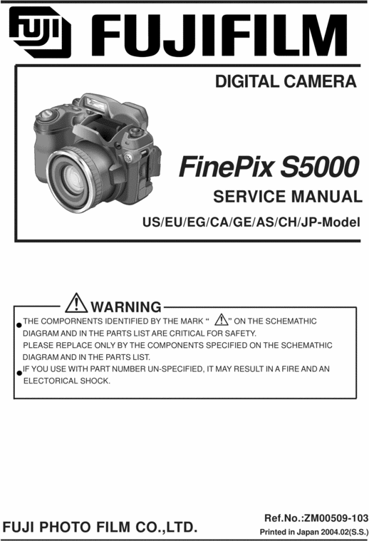 Product picture FUJI FINEPIX S5000 SERVICE/REPAIR MANUAL