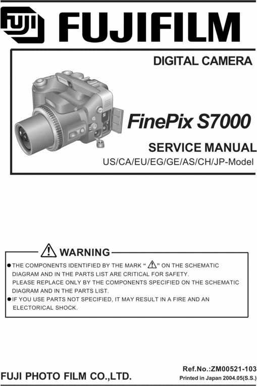 Product picture FUJI FINEPIX S7000.SERVICE REPAIR MANUAL
