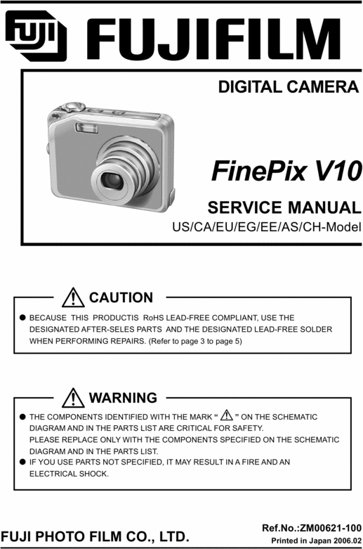 Product picture FUJI FINEPIX V10.SERVICE REPAIR MANUAL